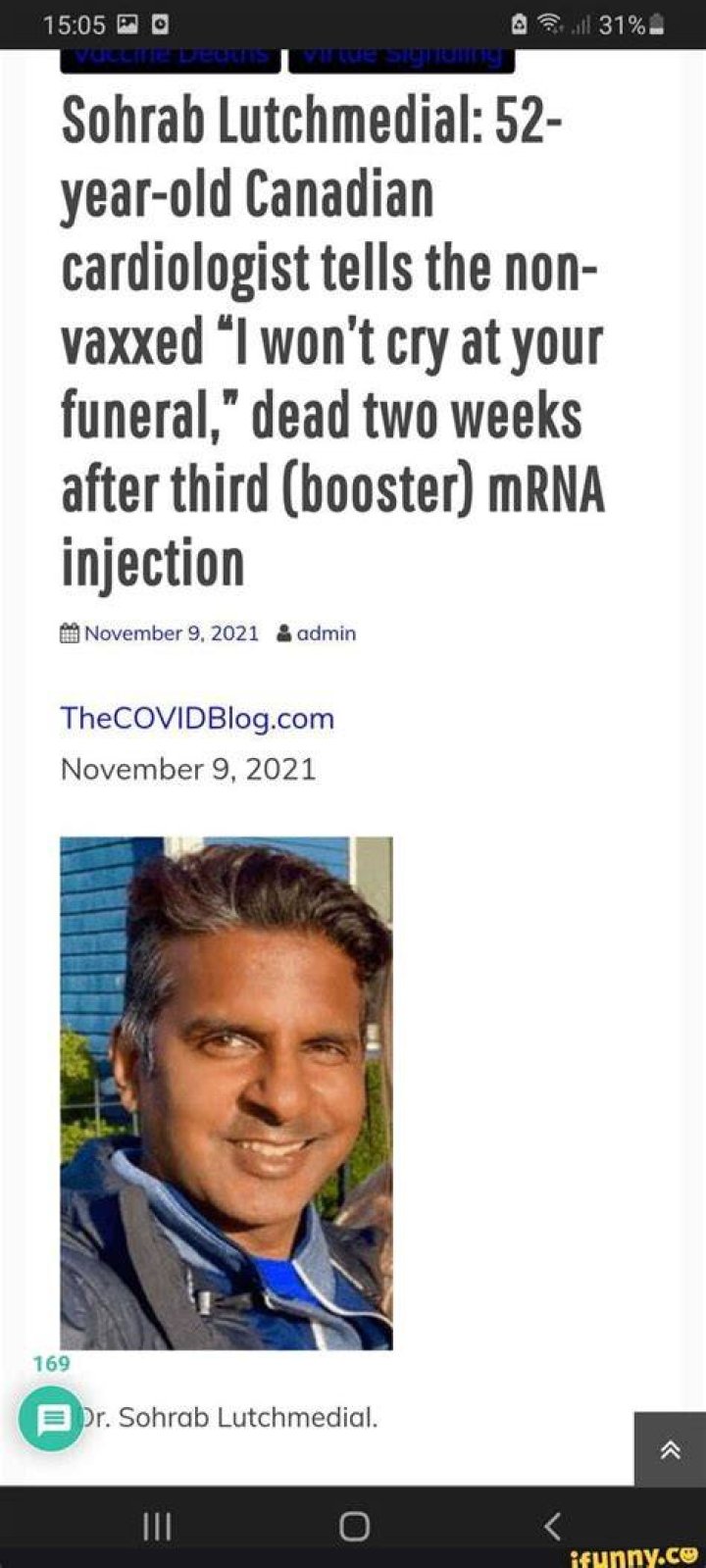 Cardiologist Dr Sohrab Lutchmedial Reportedly Passed Away, What Happened?
