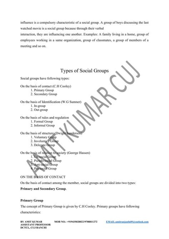 Characteristics of involuntary group