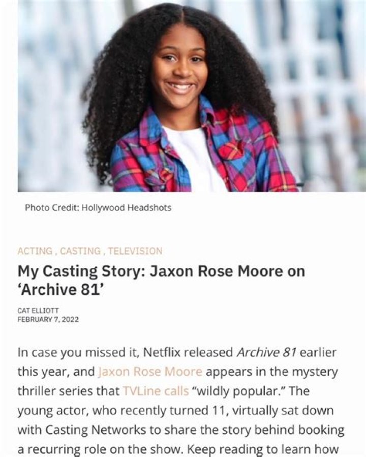 Jaxon Rose Moore Age Wikipedia: Who Is Archive 81 Cast?
