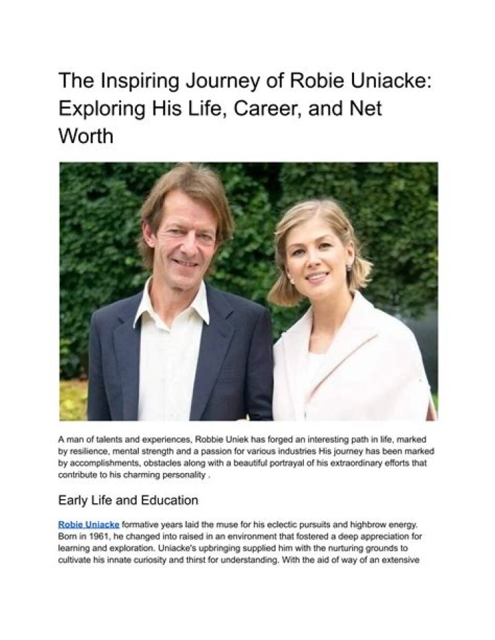 Robie Uniacke Biography, Age, Net Worth, Rosamund Pike, Height, Wife and Kids
