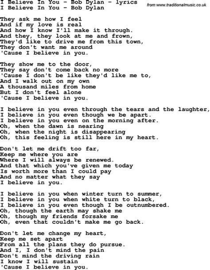 Sinead O’Connor’s
I Believe In You Lyrics