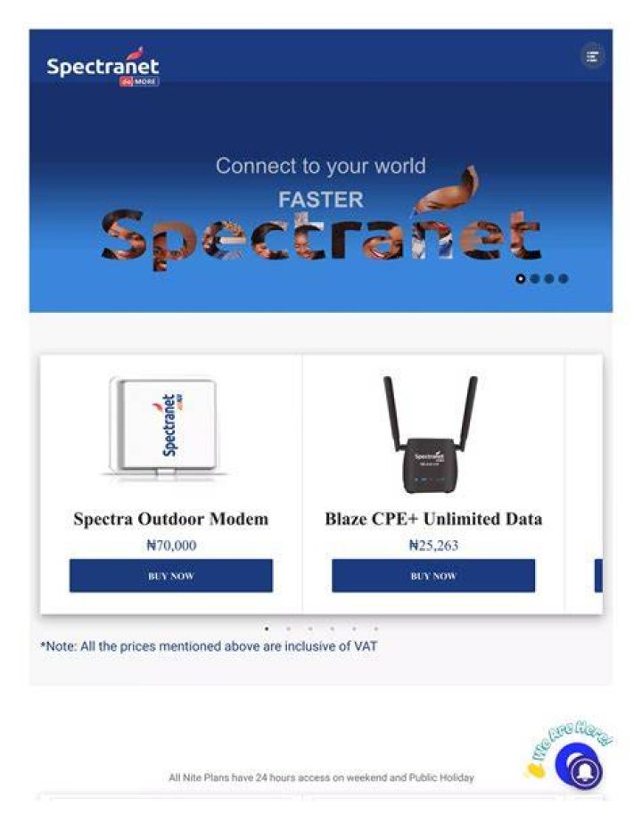 Spectranet Nigeria Login & Self Care Portal